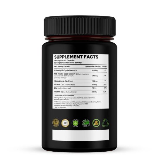 Picture of NAC N-Acetyl-L-Cysteine 600mg with Milk Thistle, Vitamin C, D3 & Zinc